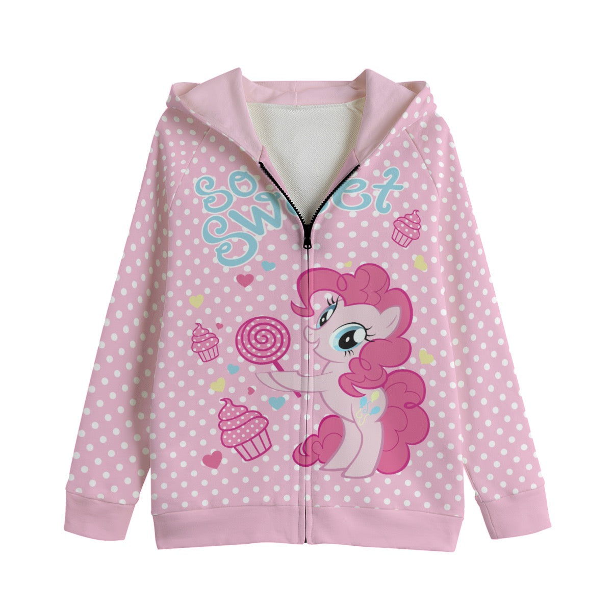 Pinkie Pie So Sweet polka dot zip up- micro fleece