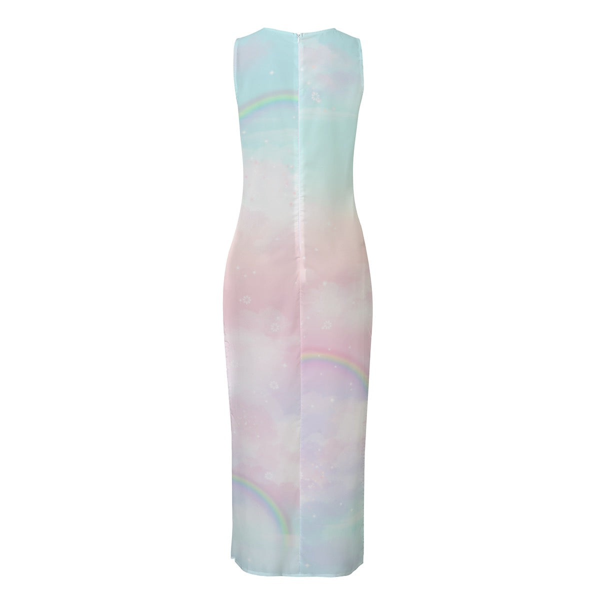 Pastel Rainbow Fairycore Chiffon Maxi Dress