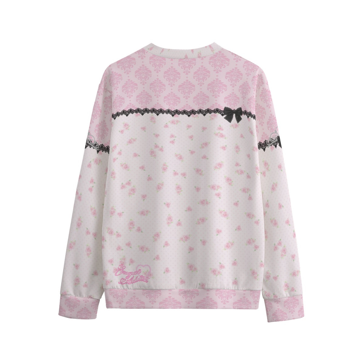 Peace of Mind Pink Floral Black Coquette Sweatshirt