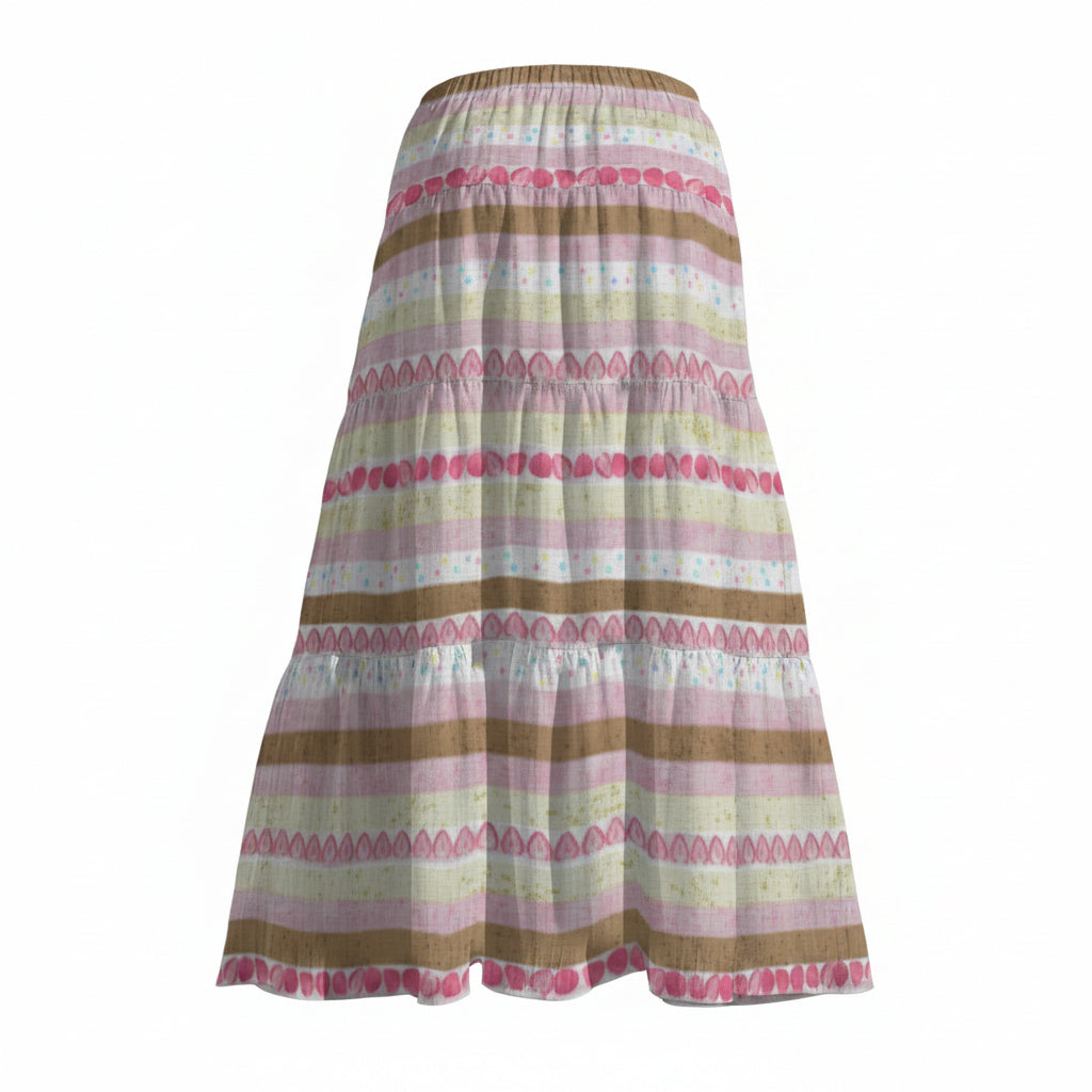 Strawberry Neapolitan Cake Maxi Skirt