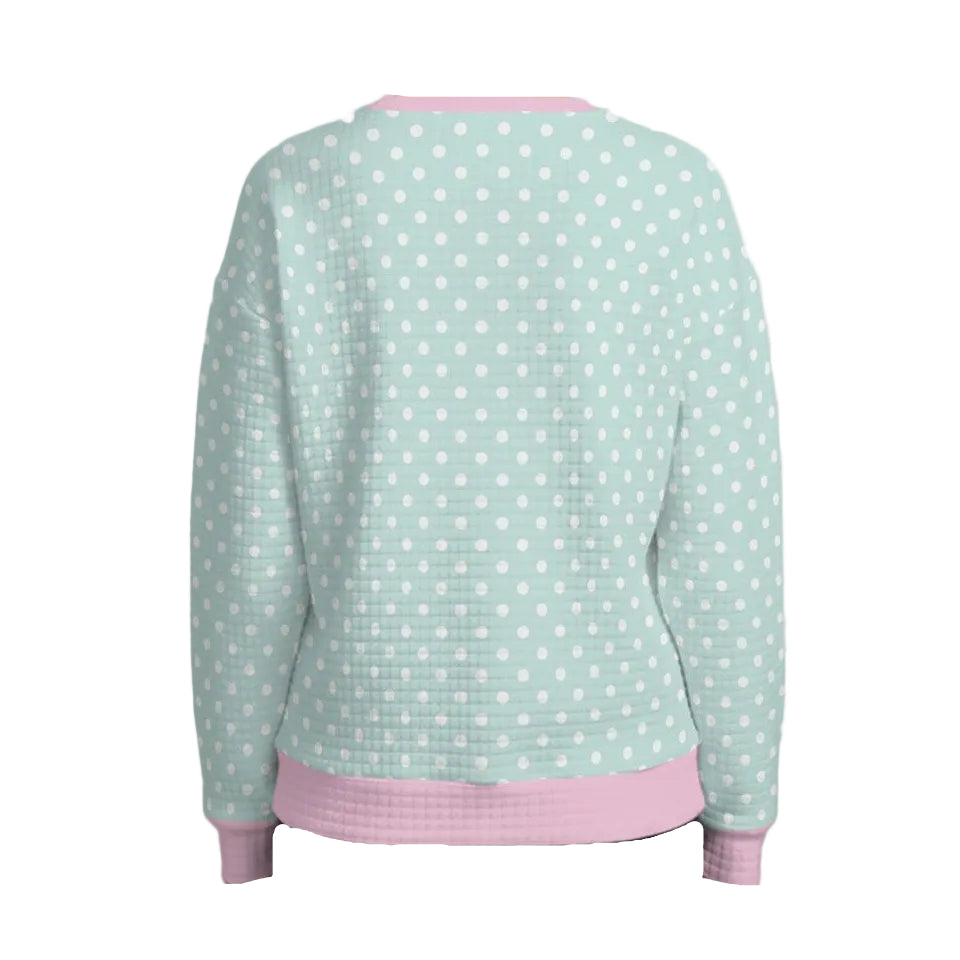 2014 Pastel Goth Mint Polka Dot Waffle Knit Sweater
