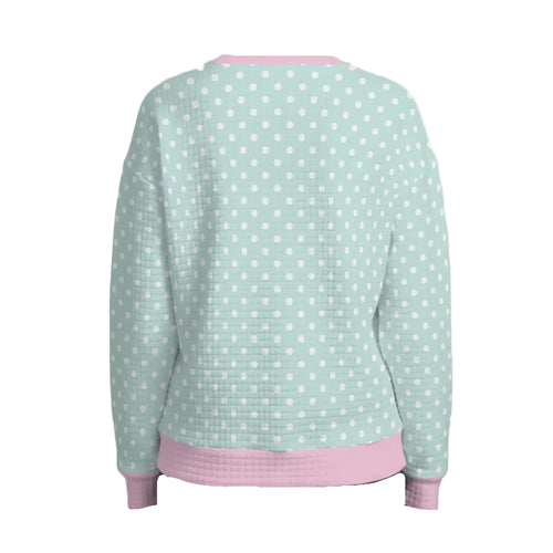 2014 Pastel Goth Mint Polka Dot Waffle Knit Sweater