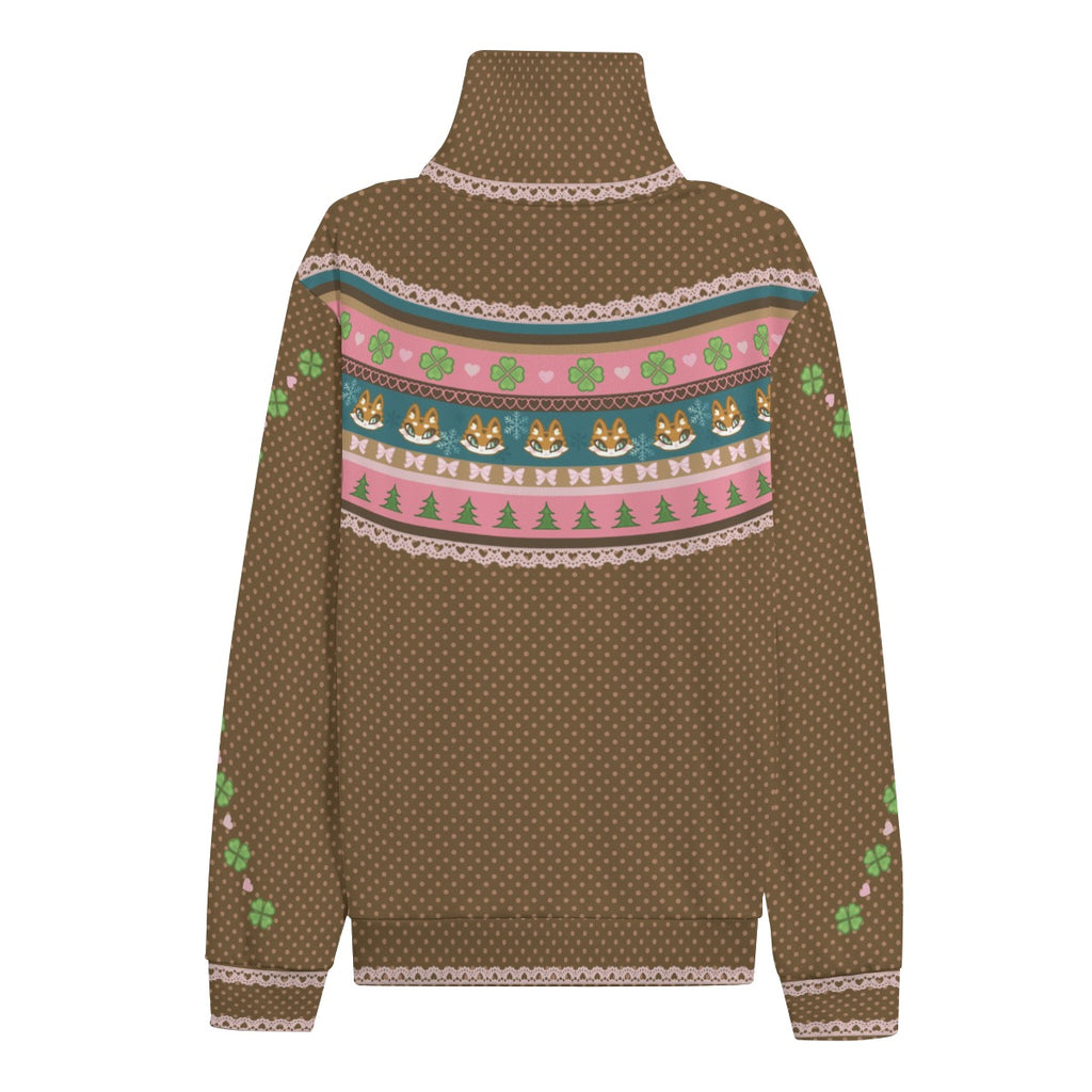 Kawaii Fox Fair Isle Turtleneck Sweater