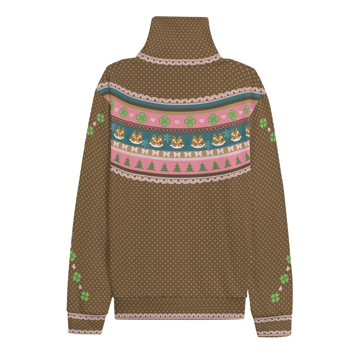 Kawaii Fox Fair Isle Turtleneck Sweater