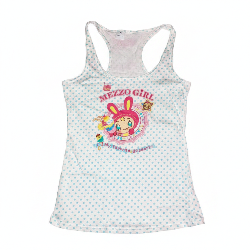 Mezzo Girl Blue Polka dot Bunny Tank Top